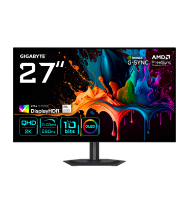 GIGABYTE MO27Q28G Monitor Gaming OLED 27" QHD - 2560 x 1440, 280Hz, 0,03ms, 335 cd/m², Display HDR True Black 500, HDMI 2.1, Dis