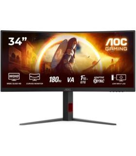 AOC G4 Monitor 34" Curvo 1500R Fast VA WQHD 180Hz HDR10 - Respuesta 1ms - HDMI, DisplayPort, Audio - Montaje VESA 100x100 - Colo