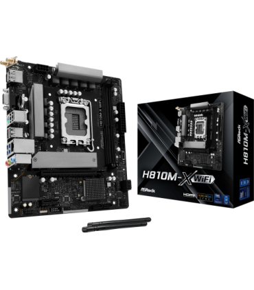 PLACA ASROCK H810M-X WIFI,INTEL,1851,H810,2DDR5,128GB,VGA+HDMI+DP,4SATA6+1M.2,2.5GBLAN+WIFI+BT5.0,5USB3.2,MATX