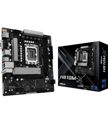 PLACA ASROCK H810M-X,INTEL,1851,H810,2DDR5,128GB,VGA+HDMI+DP,4SATA6+1M.2,2.5GBLAN,5USB3.2,MATX