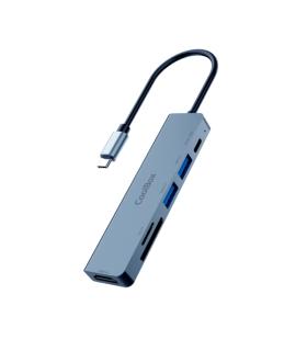 CoolBox MiniDock C61 USB-C - 1x HDMI 4K, 2x USB 3.2 Gen1, 1x USB-C PD, 1x SD, 1xMicroSD/TF - Compatible con PC, MAC y Consolas..