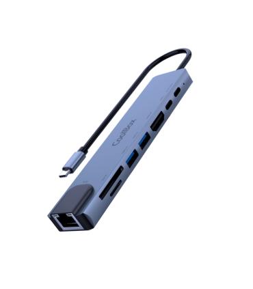 CoolBox MiniDock C81 USB-C - 1x HDMI 4K, 2x USB 3.2 Gen1, 1x USB-C PD, 1x USB-C, 1x SD, 1xMicroSD/TF, 1x RJ45 10/100/1000 - Comp