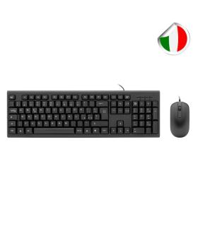 Coolbox COO-KTR-02UIT Pack USB Teclado 105 Teclas - QWERTY Italiano + Raton 3 Botones - Uso Ambidiestro - Color Negro