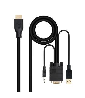 Nanocable Cable Conversor VGA a HDMI - VGA/M-HDMI/M + Audio - 1.8m - Color Negro