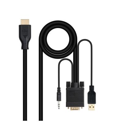 Nanocable Cable Conversor VGA a HDMI - VGA/M-HDMI/M + Audio - 1.8m - Color Negro