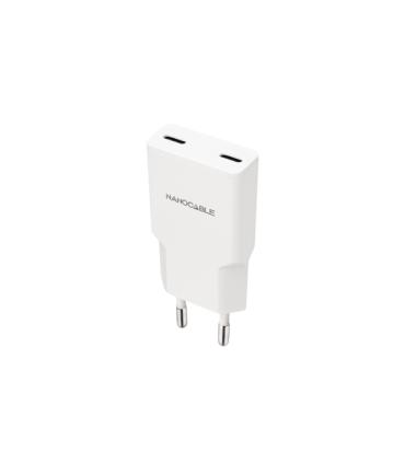 Nanocable Cargador de Pared 2xUSB-C/PD 25W - Color Blanco
