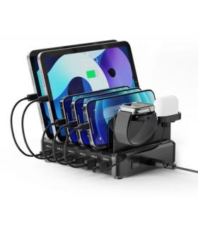 Ewent EW1335 Estacion de Carga - 2x USB-A y 4x USB-C - 130W PD3.0 - 7 Divisores Extraibles - Proteccion contra sobrecarga, sobre