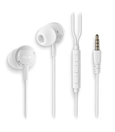 NGS CROSS DRIFT Auriculares Intraurales con Microfono - Jack 3.5mm - Boton Multifuncion - Color Blanco