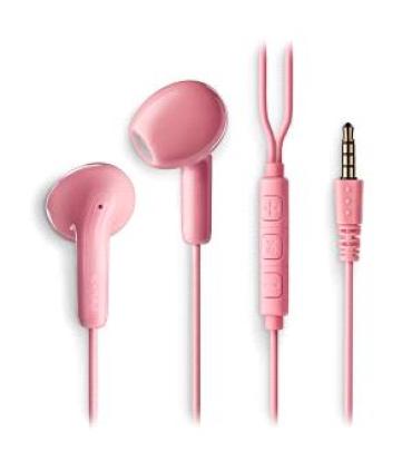 NGS CROSS FLIP Auriculares Intraurales con Microfono - Jack 3,5mm - Boton Multifuncion - Color Rosa
