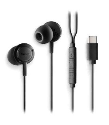 NGS CROSS STEP Auriculares Intraurales con Microfono - USB-C - Boton Multifuncion - Color Negro