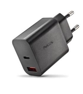 NGS ERA 20W Cargador de Pared Ultrarrapido GaN - 1 USB-C y 1 USB-A - Color Negro
