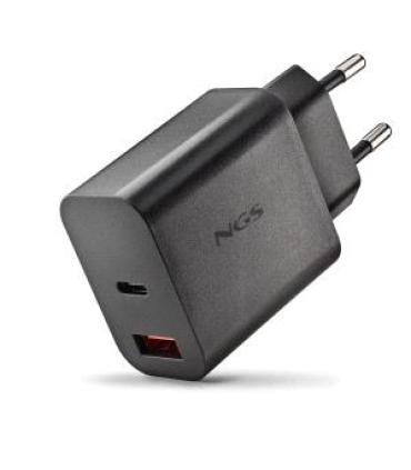 NGS ERA 20W Cargador de Pared Ultrarrapido GaN - 1 USB-C y 1 USB-A - Color Negro
