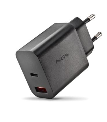 NGS ERA 30W Cargador de Pared Ultrarrapido GaN - 1 USB-C y 1 USB-A - Color Negro