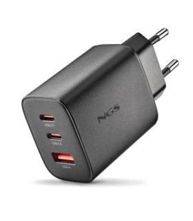 NGS ERA 65W Cargador de Pared Ultrarrapido GaN - 2 USB-C y 1 USB-A - Color Negro