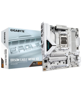PLACA GIGABYTE B850M EAGLE WIFI6E ICE (BLANCO),AMD,AM5,B850,4DDR5,256GB,1HDMI+1DP,4SATA3+3M.2,GBELAN+WIFI6E+BT5.3,4USB3.2,MATX