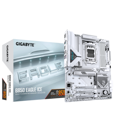 PLACA GIGABYTE B850 EAGLE ICE (BLANCO),AMD,AM5,B850,4DDR5,256GB,1HDMI+1DP,4SATA3+3M.2,2.5GBE,5USB3.2,ATX