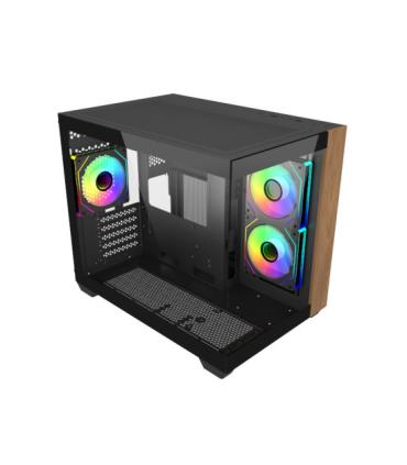 Cooler Master Elite 481 Wood Caja Minitorre - 3 Ventiladores 120mm RGB - Vista Panoramica - Soporte MicroATX/Mini-ITX - Doble Ca