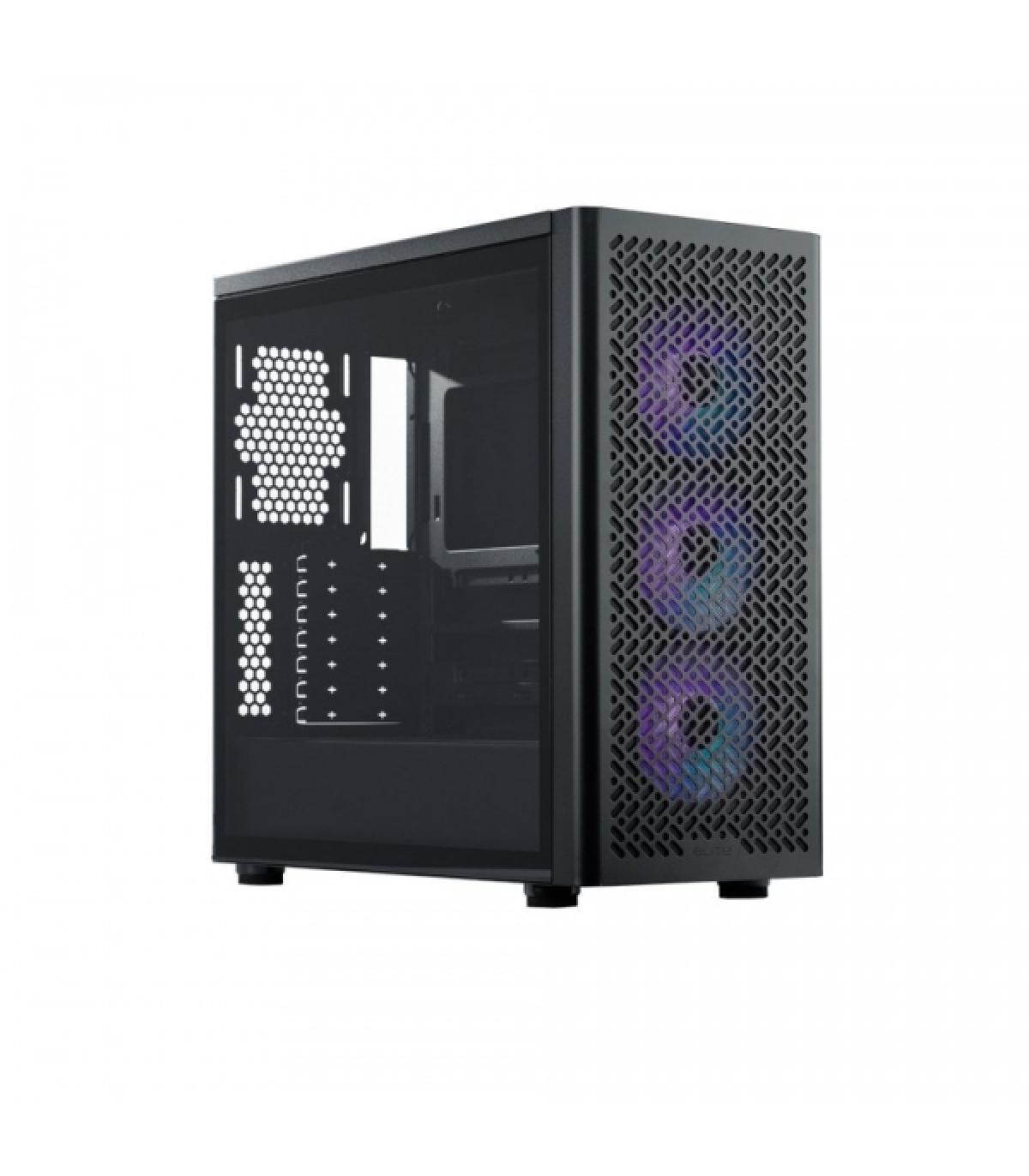 Cooler Master Elite 502 Caja Torre E-ATX - 3 Ventiladores 120mm RGB - Ventana Lateral - Gestion de Cables - Audio - 1xUSB-A - 1x