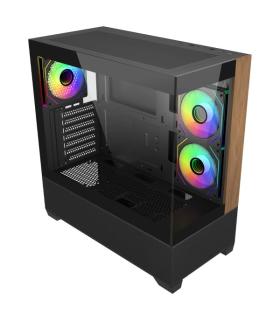 Cooler Master Elite 690 Wood Caja Semitorre ATX/MicroATX/Mini-ITX - 3 Ventiladores 120mm RGB - Vista Panoramica - Doble Camara..