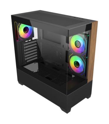 Cooler Master Elite 690 Wood Caja Semitorre ATX/MicroATX/Mini-ITX - 3 Ventiladores 120mm RGB - Vista Panoramica - Doble Camara..