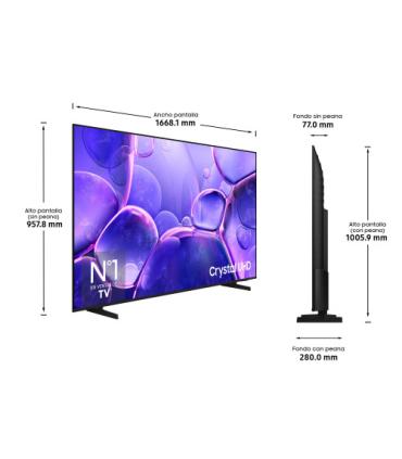 Samsung TV 75" Crystal UHD U8075F 4K Smart TV 2025