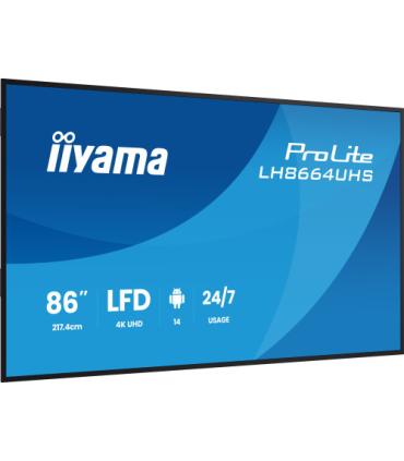 iiyama LH8664UHS-B3AG pantalla de señalización Pantalla plana para señalización digital 2,17 m (85.6") Wifi 450 cd / m² 4K Ultra