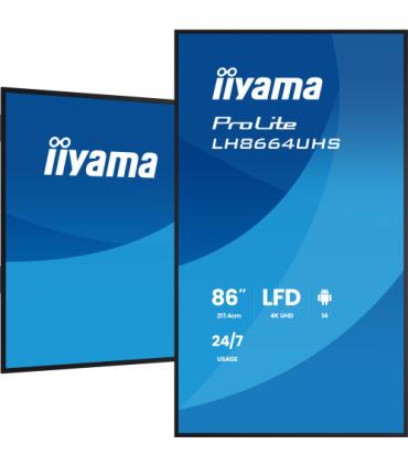 iiyama LH8664UHS-B3AG pantalla de señalización Pantalla plana para señalización digital 2,17 m (85.6") Wifi 450 cd / m² 4K Ultra