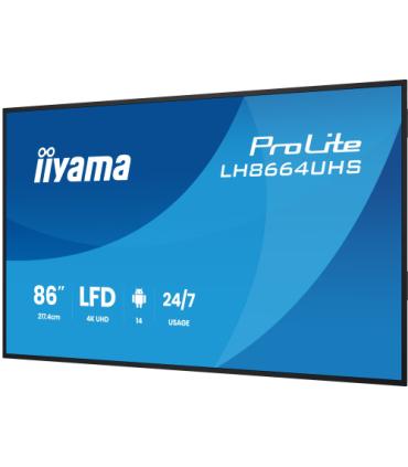 iiyama LH8664UHS-B3AG pantalla de señalización Pantalla plana para señalización digital 2,17 m (85.6") Wifi 450 cd / m² 4K Ultra