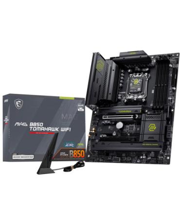 PLACA MSI MAG B850 TOMAHAWK WIFI,AMD,AM5,B850,4DDR5,256GB,1HDMI,4SATA3+2M.2,5GBLAN+WIFI7+BT5.4,4USB3.2+2 TYPE-C,ATX