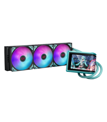 ASUS ROG RYUO IV 360 ARGB Hatsune Miku Edition Procesador Sistema de refrigeración líquida todo en uno 12 cm Negro, Turquesa
