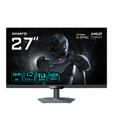 GIGABYTE G27Q2 Monitor Gaming 27” 2K QHD - 2560 x 1440, 200Hz, 1ms, 350 cd/m², Compatible con G-Sync, FreeSync Premium, HDR10..