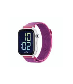 Savefamily Reloj Inteligente Infantil SaveWatch Plus 2 - Pantalla Amoled - Carcasa Blanca - Correa Tela Frambuesa