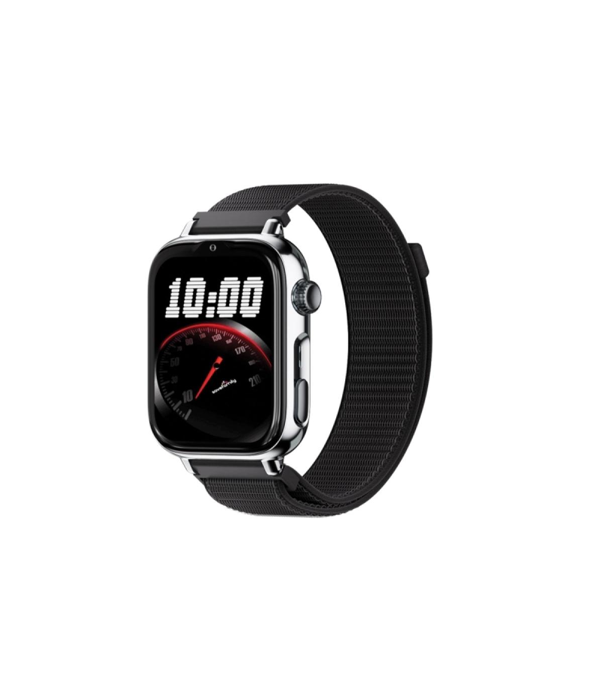 Savefamily Reloj Inteligente Infantil SaveWatch Plus 2 - Pantalla Amoled - Carcasa Plateada - Correa Tela Negra