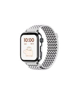 Savefamily Reloj Inteligente Infantil SaveWatch Plus 2 - Pantalla Amoled - Carcasa Plateada - Correa Tela Zigzag