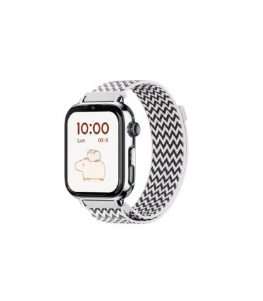 Savefamily Reloj Inteligente Infantil SaveWatch Plus 2 - Pantalla Amoled - Carcasa Plateada - Correa Tela Zigzag