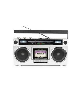 Bigben Blaster Radio Cassette Portatil Retro - Radio FM - Potencia Musical 15W - Bluetooth - Alimentacion de Corriente y Pilas