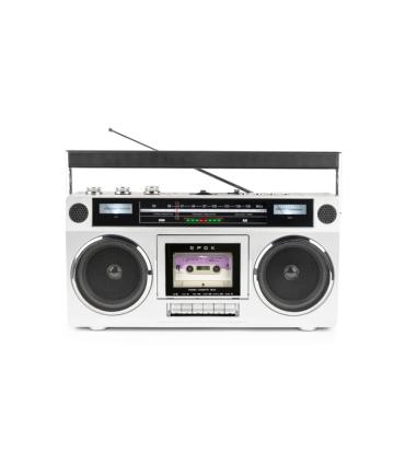 Bigben Blaster Radio Cassette Portatil Retro - Radio FM - Potencia Musical 15W - Bluetooth - Alimentacion de Corriente y Pilas