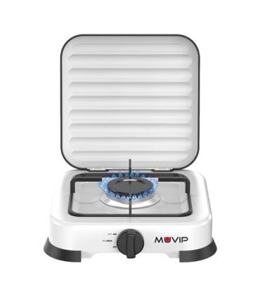 Muvip Vulcano Cocina de Gas con 1 Fuego - Tapa Protectora - Patas de Goma - Superficie Esmaltada - Quemador Extraible - 26.8x26x