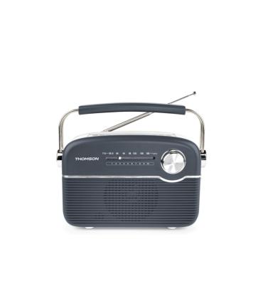 Thomson Radio Solar Portatil Retro RTS450BT - FM - Carga por Energia Solar o USB-C - Antena Telescopica - Bluetooth - Color Negr