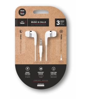 TechOneTech Soft EearTech Auriculares Intraurales - Microfono Integrado - Mini Jack 3.5mm - Cable de 1.20m - Blanco
