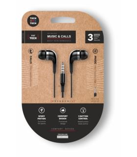 TechOneTech Soft EearTech Auriculares Intraurales - Microfono Integrado - Mini Jack 3.5mm - Cable de 1.20m - Negro