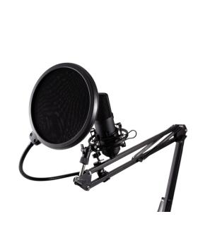 Coolbox Coolcaster Microfono USB Cardioide de Brazo Extensible para Streaming - Parabrisas y Filtro POP - Tripode - Color Negro