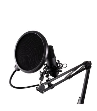Coolbox Coolcaster Microfono USB Cardioide de Brazo Extensible para Streaming - Parabrisas y Filtro POP - Tripode - Color Negro