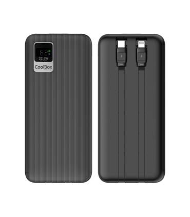 Coolbox DP10 Powerbank 10000mAH 22.5W PD y QC - USB-C y Lightning - Pantalla LCD - Color Negro