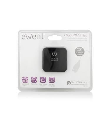 Ewent EW1134 hub de interfaz USB 3.2 Gen 2 (3.1 Gen 2) Type-A 5000 Mbit/s Negro
