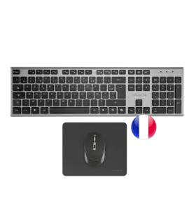 Tacens Zenith Combo Pack Inalabrico de Teclado Completo + Raton y Alfombrilla - Disposicion Francesa AZERTY FR - Teclas Silencio