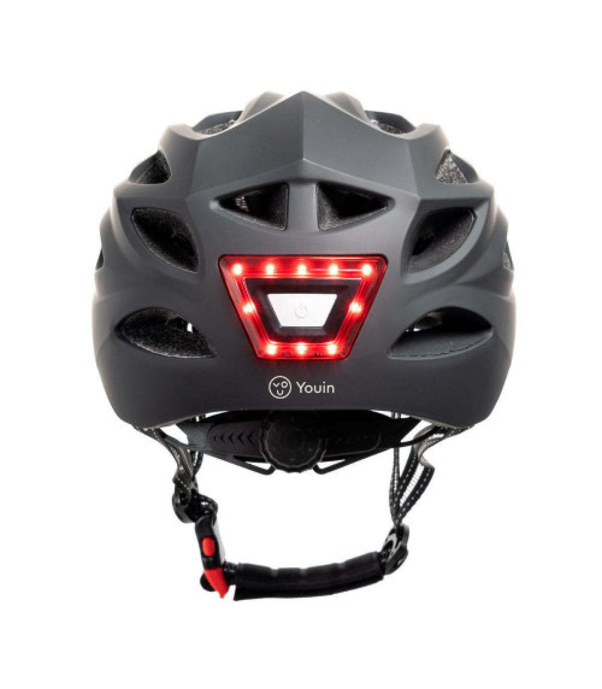 YOUIN CASCO MTB CON LUCES DELANTERA Y TRASTERA – L NEGRO