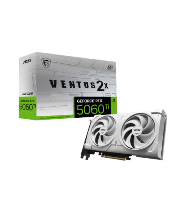 VGA MSI RTX 5060 TI 16G VENTUS 2X OC WHITE PLUS,NV,RTX5060TI,16GB,GDDR7,128BIT,1HDMI+3DP,STORMFORCE FAN (2 VENTILADORES