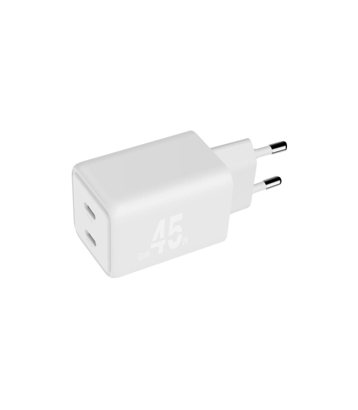 Blackbyte by Pedro Buerbaum Cargador GaN Doble PD de 45W - 2xUSB-C - Carga Rapida PPS - Color Blanco