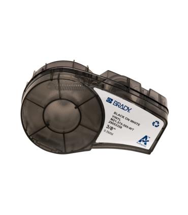 Brady M21-375-595-WT Cinta de Etiquetas Original Vinilo - Texto Negro sobre Fondo Blanco - Ancho 9,53mm x 6,40m